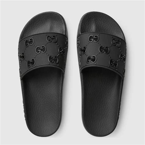 gucci black plastic slides|gucci slides all black.